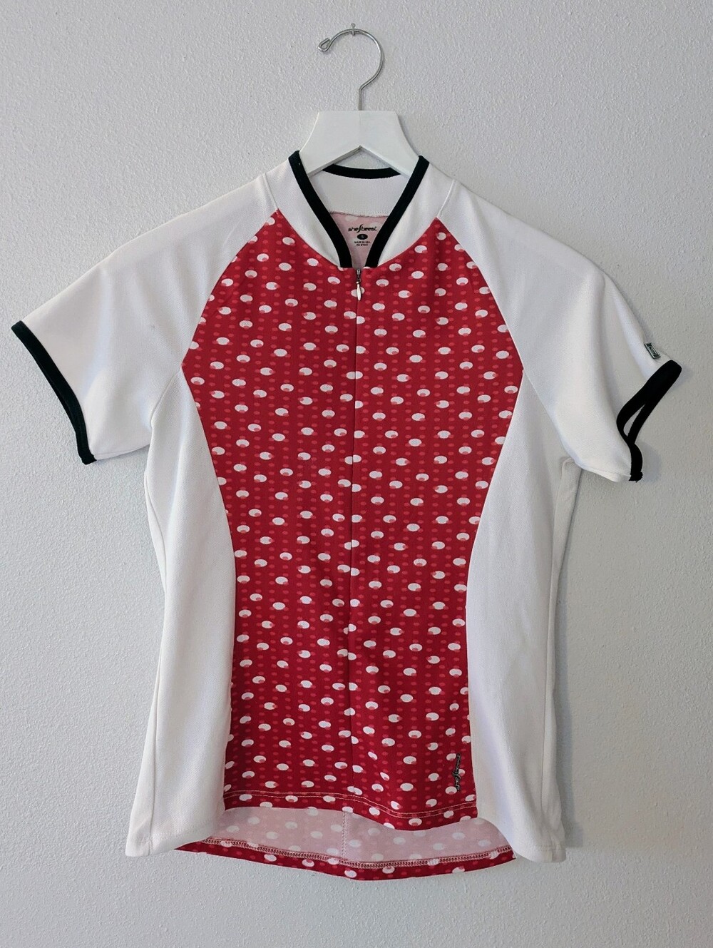 shebeest Cycling Jersey Top Red and White Polka Dot Women's Small